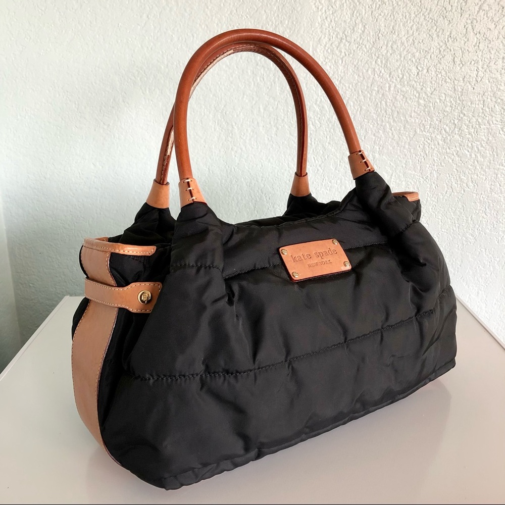 Kate Spade Black Stevie Puffer Quilted Shoulder Bag Handbag with Leather Accents